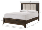Carlton 4-Piece Dark Brown Wood Channel Padded Headboard Queen Bedroom Set – B5550