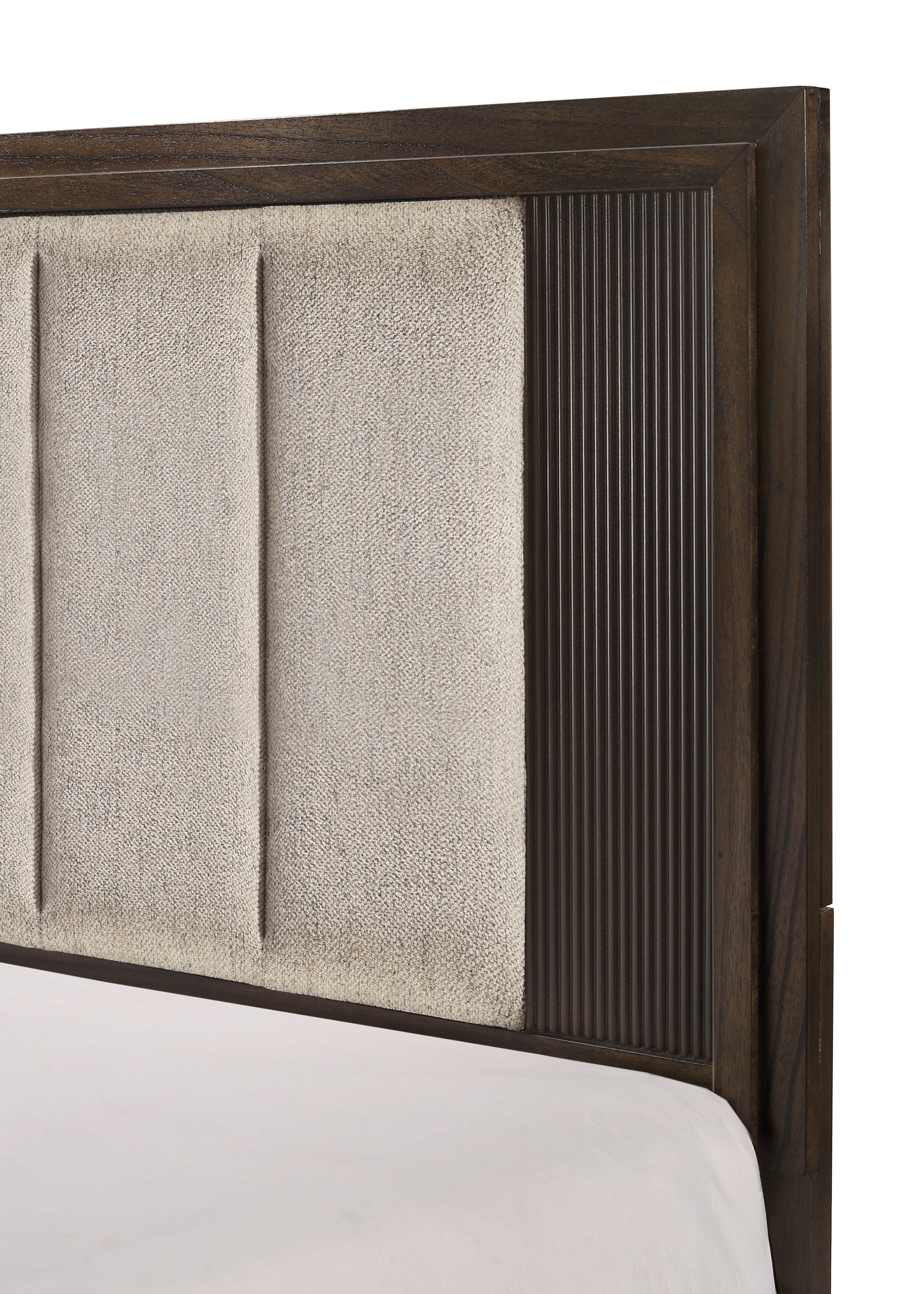 Carlton 4-Piece Dark Brown Wood Channel Padded Headboard Queen Bedroom Set – B5550