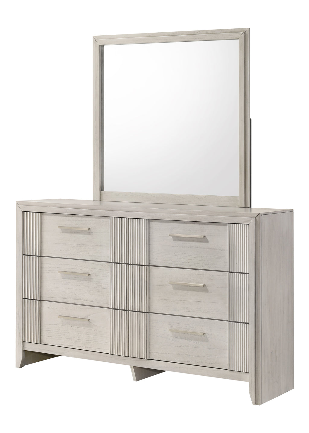 Carlton 4-Piece Off-White Wood Channel Padded Headboard Queen Bedroom Set – B5552