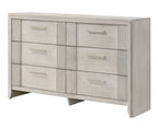 Carlton 4-Piece Off-White Wood Channel Padded Headboard Queen Bedroom Set – B5552