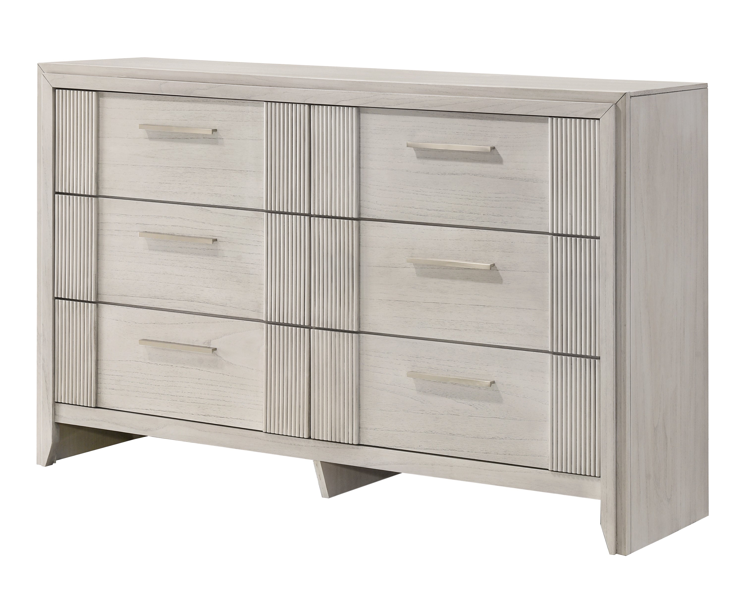Carlton 4-Piece Off-White Wood Channel Padded Headboard Queen Bedroom Set – B5552