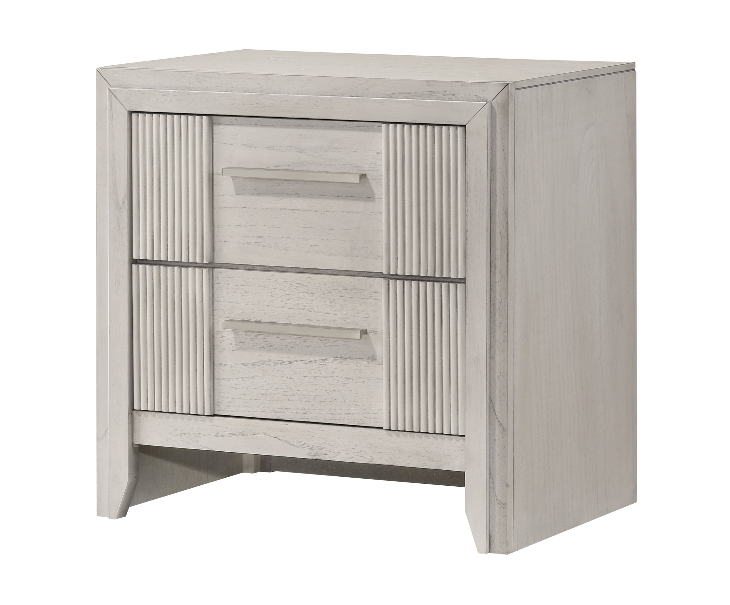 B5552 4 pc Carlton off white wood finish channel padded headboard queen bedroom set