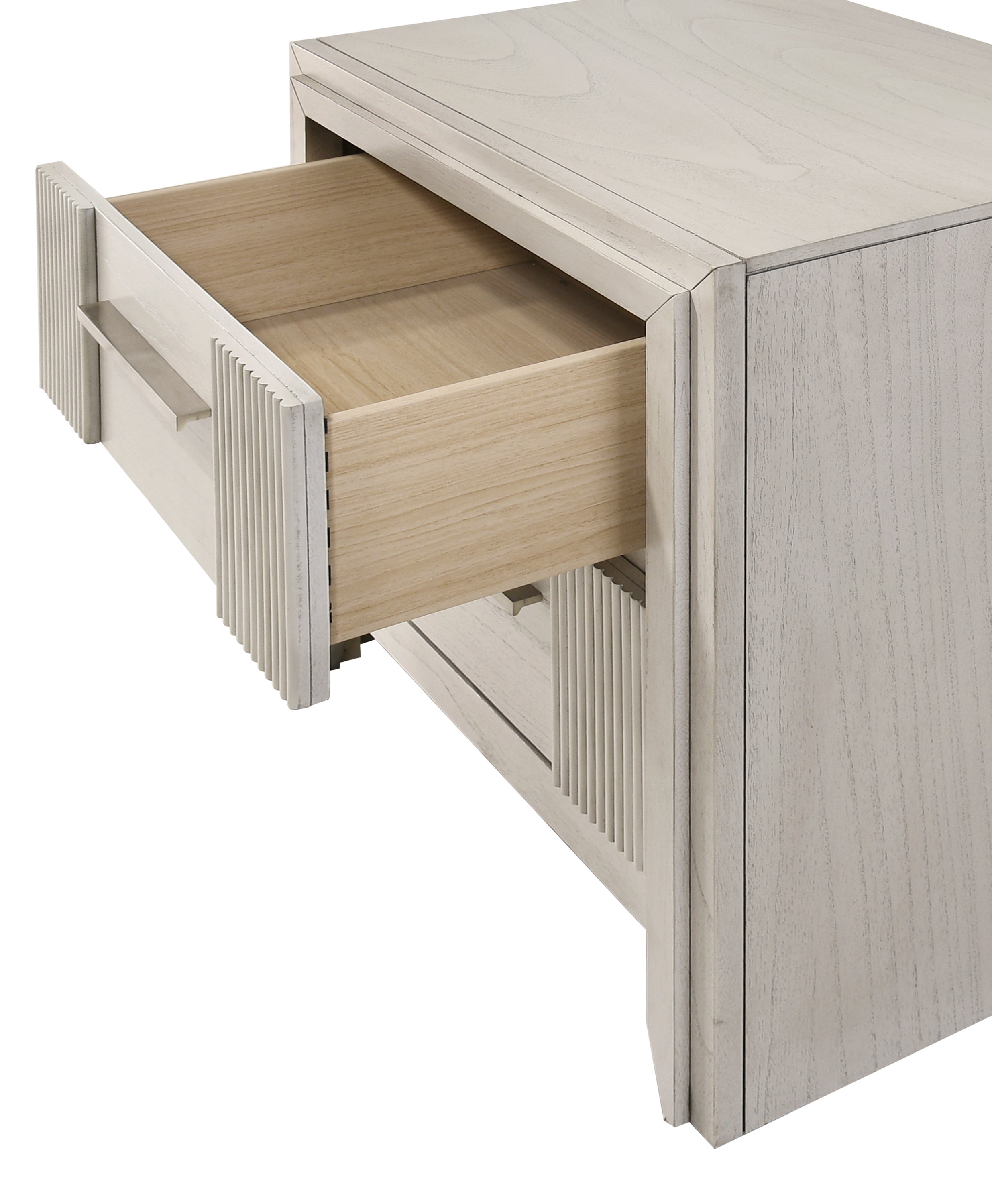 Carlton 4-Piece Off-White Wood Channel Padded Headboard Queen Bedroom Set – B5552