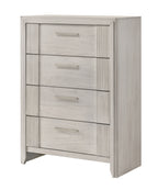 Carlton 4-Piece Off-White Wood Channel Padded Headboard Queen Bedroom Set – B5552