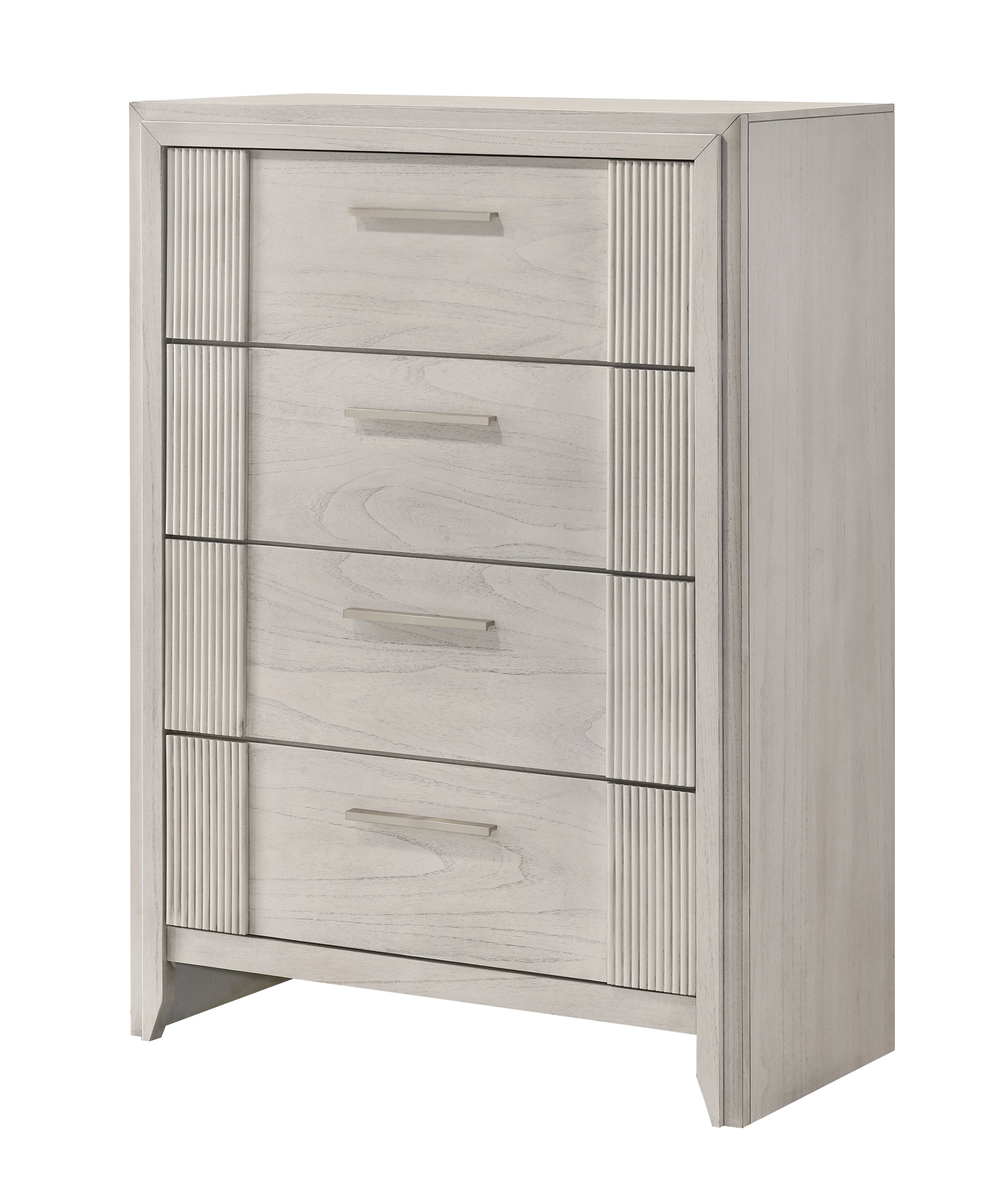 Carlton 4-Piece Off-White Wood Channel Padded Headboard Queen Bedroom Set – B5552