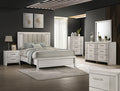 Carlton 4-Piece Off-White Wood Channel Padded Headboard Queen Bedroom Set – B5552