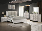 Carlton 4-Piece Off-White Wood Channel Padded Headboard Queen Bedroom Set – B5552