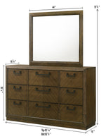Lakecrest 4-Piece Chevron Wood Tone Queen Bedroom Set with Fabric Padded Headboard – B6520