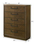 Lakecrest 4-Piece Chevron Wood Tone Queen Bedroom Set with Fabric Padded Headboard – B6520