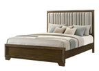 Lakecrest 4-Piece Chevron Wood Tone Queen Bedroom Set with Fabric Padded Headboard – B6520