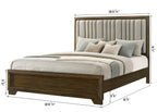 Lakecrest 4-Piece Chevron Wood Tone Queen Bedroom Set with Fabric Padded Headboard – B6520