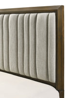 Lakecrest 4-Piece Chevron Wood Tone Queen Bedroom Set with Fabric Padded Headboard – B6520