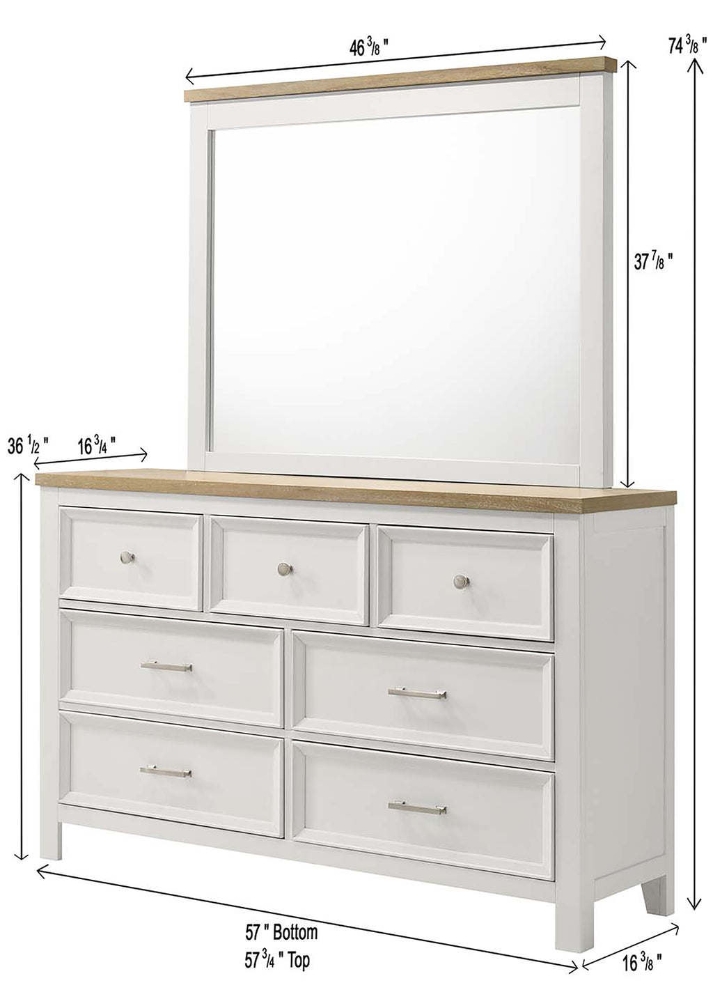 Aston 4-Piece Crisp White & Oak Finish Queen Bedroom Set with Footboard Drawers – B6550
