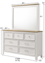 Aston 4-Piece Crisp White & Oak Finish Queen Bedroom Set with Footboard Drawers – B6550