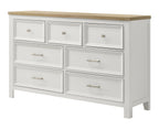 Aston 4-Piece Crisp White & Oak Finish Queen Bedroom Set with Footboard Drawers – B6550