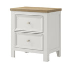 Aston 4-Piece Crisp White & Oak Finish Queen Bedroom Set with Footboard Drawers – B6550