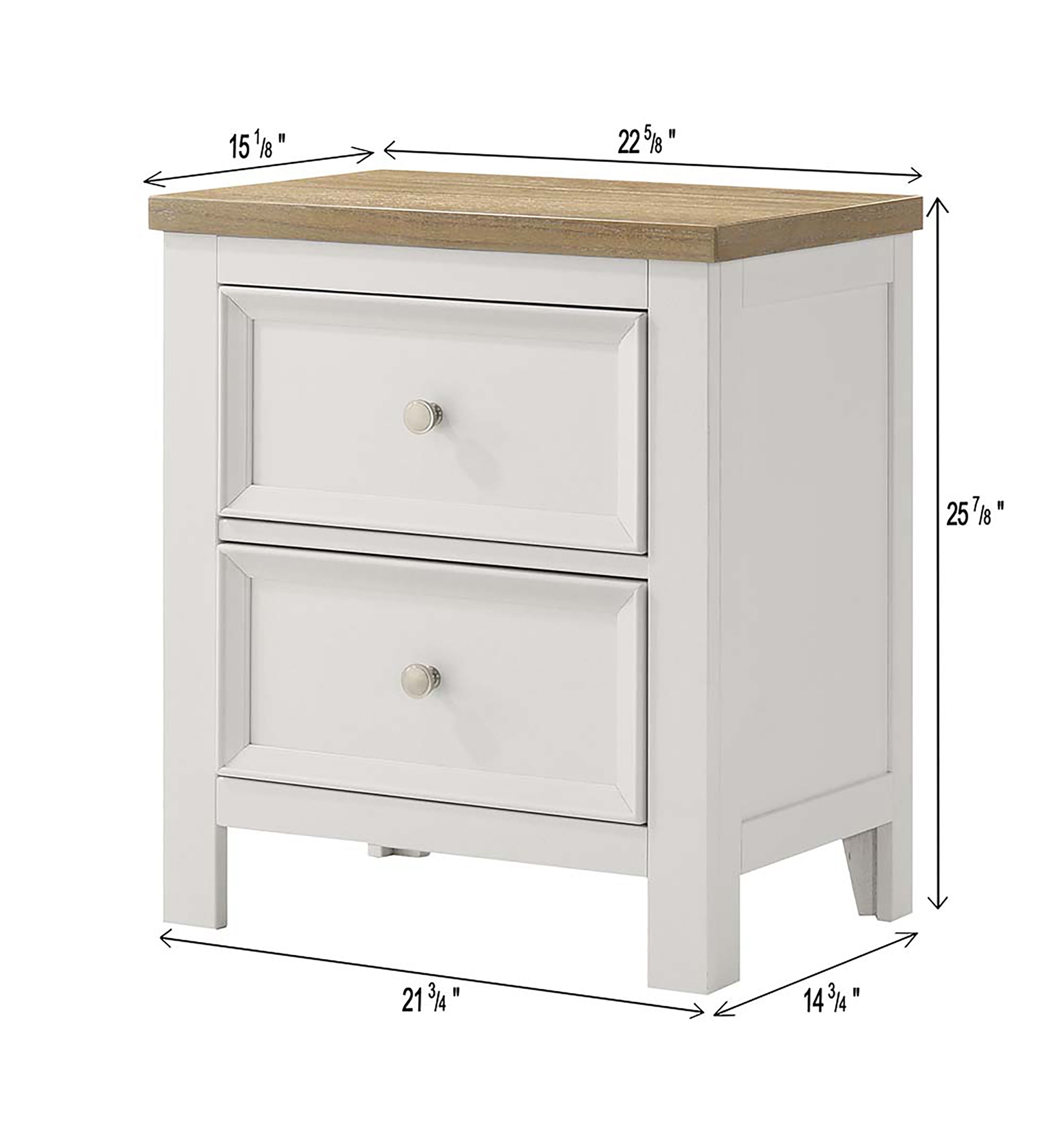 Aston 4-Piece Crisp White & Oak Finish Queen Bedroom Set with Footboard Drawers – B6550