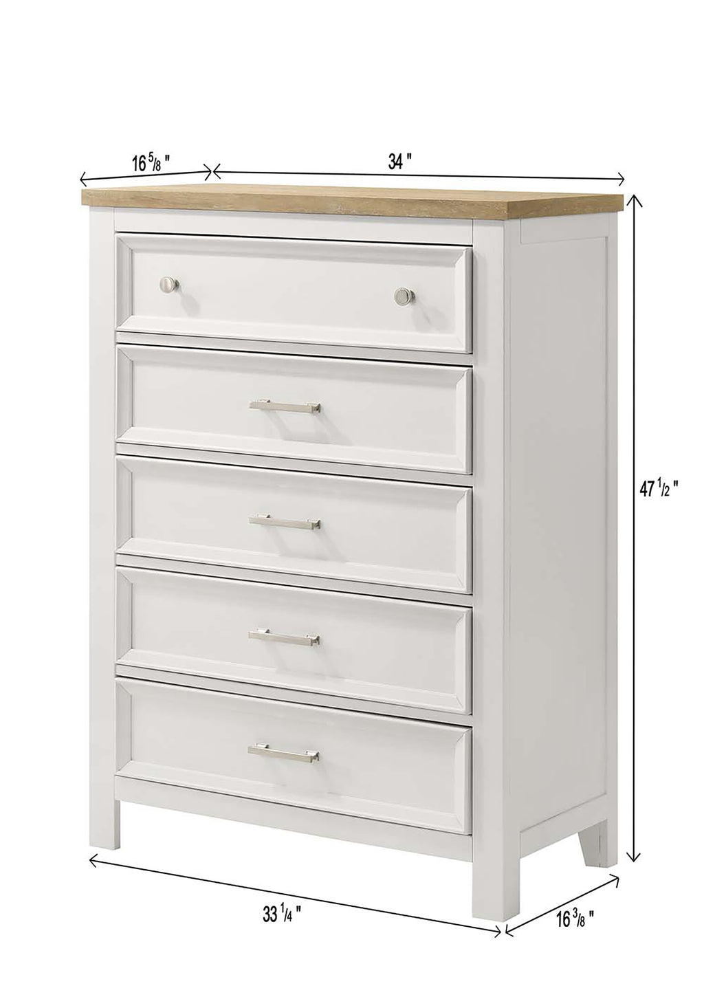 Aston 4-Piece Crisp White & Oak Finish Queen Bedroom Set with Footboard Drawers – B6550