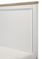 Aston 4-Piece Crisp White & Oak Finish Queen Bedroom Set with Footboard Drawers – B6550