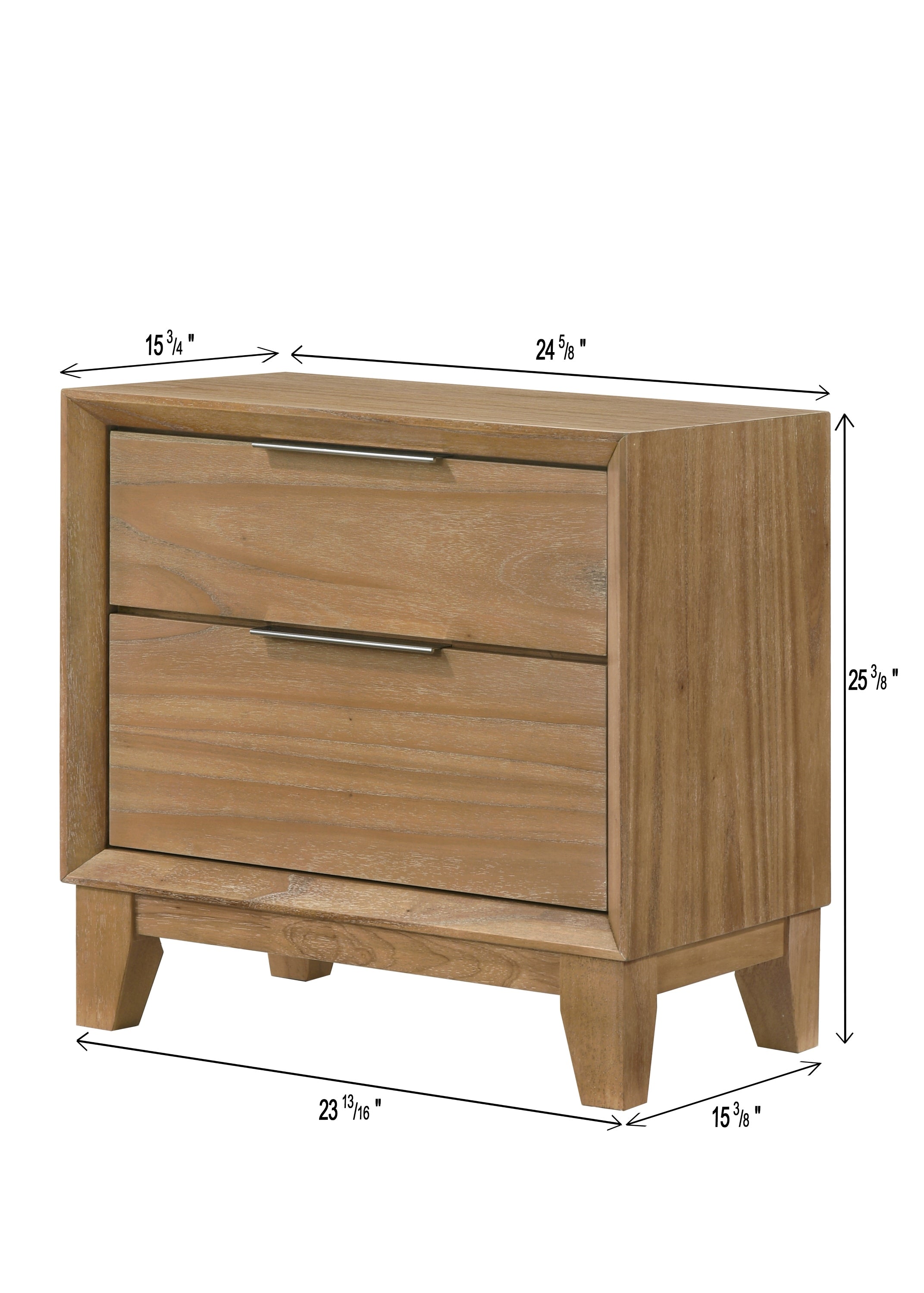 Florian 4-Piece Natural Light Wood Grain Fabric Padded Headboard Queen Bedroom Set with Footboard Drawers – B6572