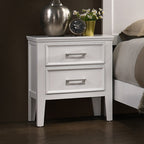 00-677W-4PC 4 pc Andover white finish wood modern rustic style paneled headboard queen bed set