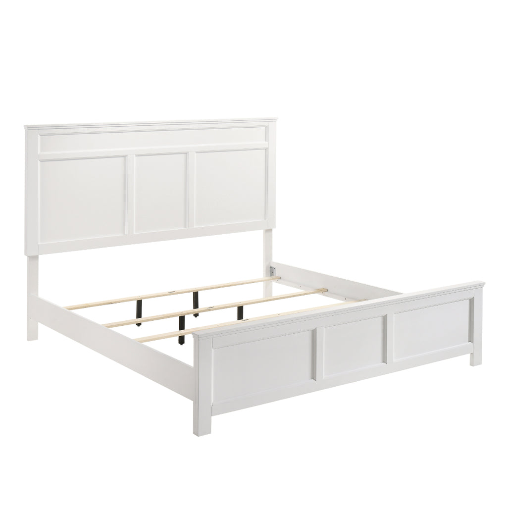 00-677W-4PC 4 pc Andover white finish wood modern rustic style paneled headboard queen bed set