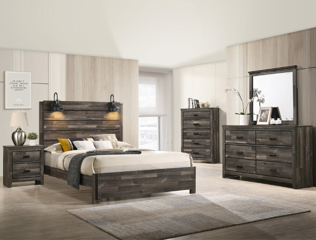 B6800 4 pc A & J homes studio Carter reclaimed grey weathered finish wood queen bedroom set