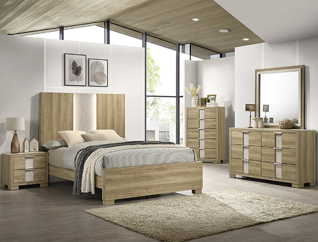 B6832-4PC 4 pc Rangley driftwood wood grain finish LED queen bedroom set