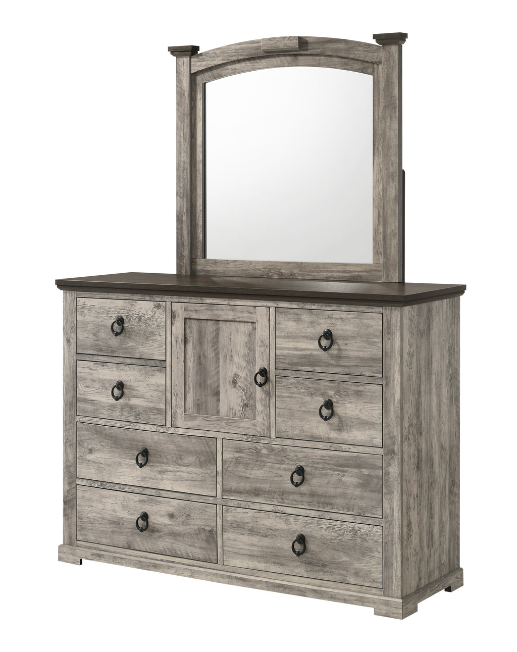 B6840 4 pc Ella Mae rustic driftwood grey finish wood poster queen bedroom set