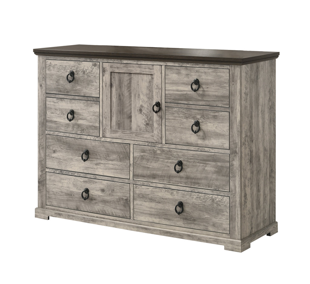 B6840 4 pc Ella Mae rustic driftwood grey finish wood poster queen bedroom set