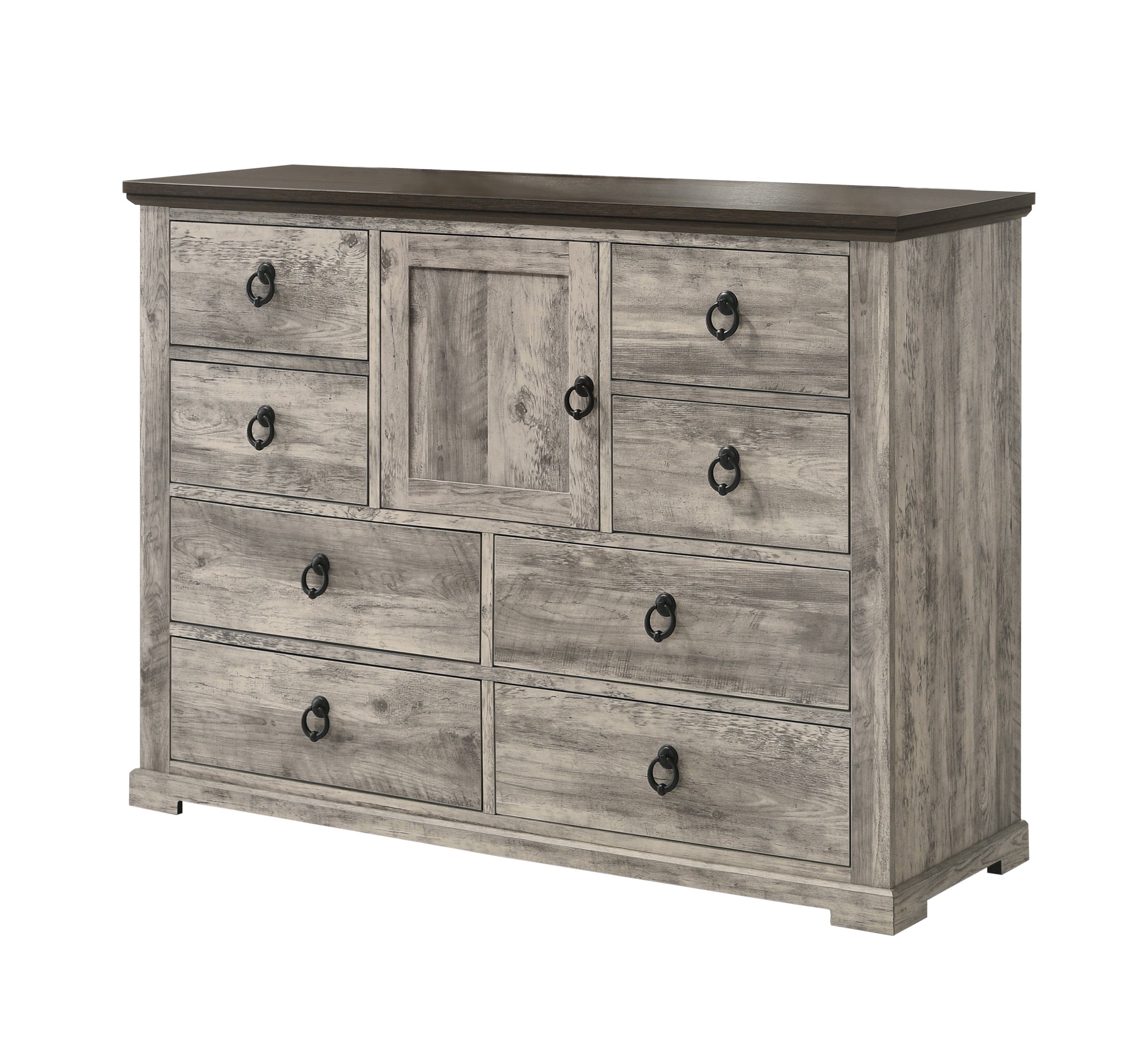 B6840 4 pc Ella Mae rustic driftwood grey finish wood poster queen bedroom set