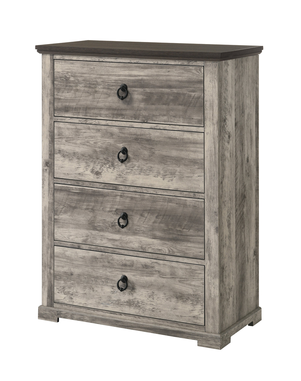 B6840 4 pc Ella Mae rustic driftwood grey finish wood poster queen bedroom set
