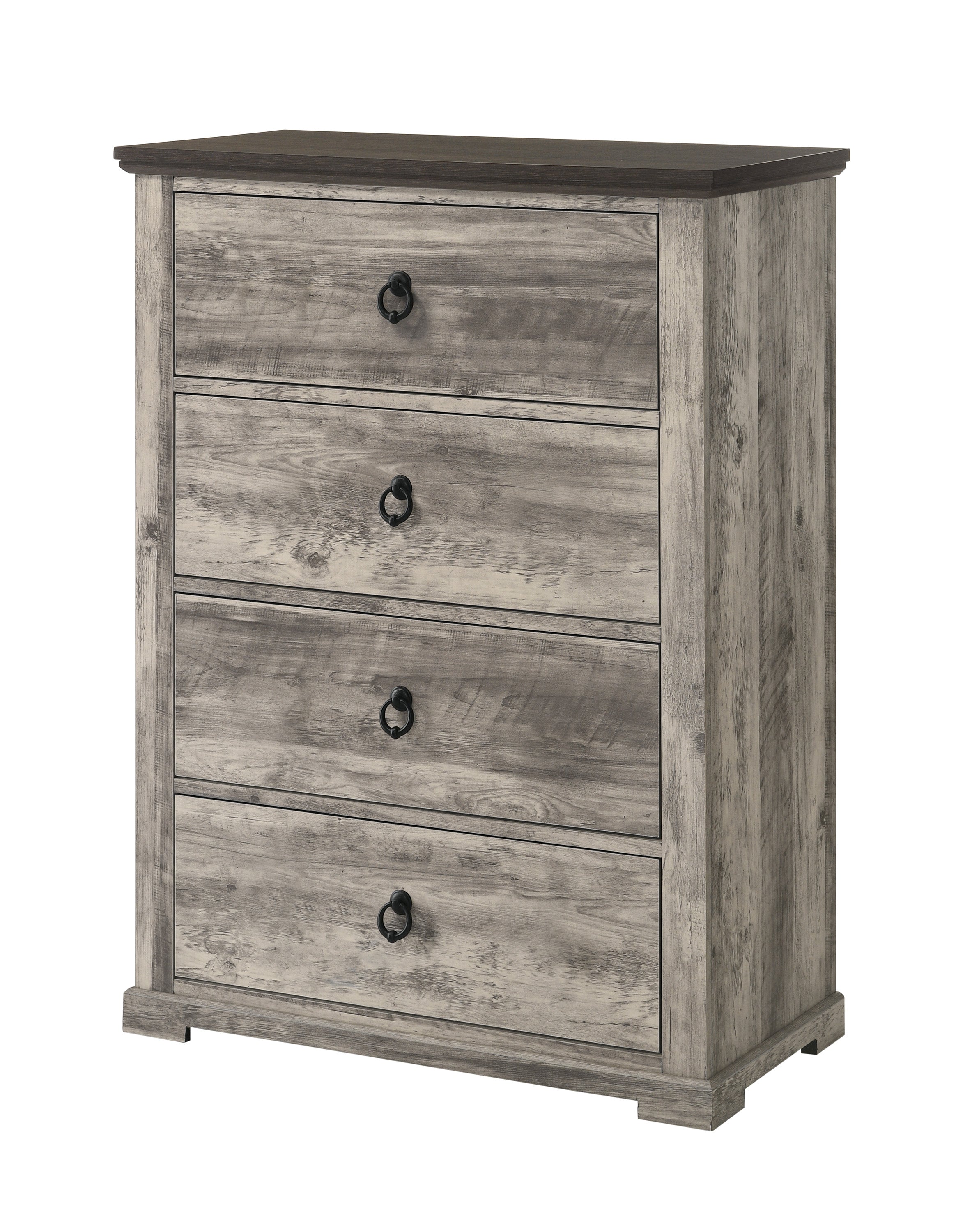 B6840 4 pc Ella Mae rustic driftwood grey finish wood poster queen bedroom set