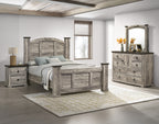 B6840 4 pc Ella Mae rustic driftwood grey finish wood poster queen bedroom set
