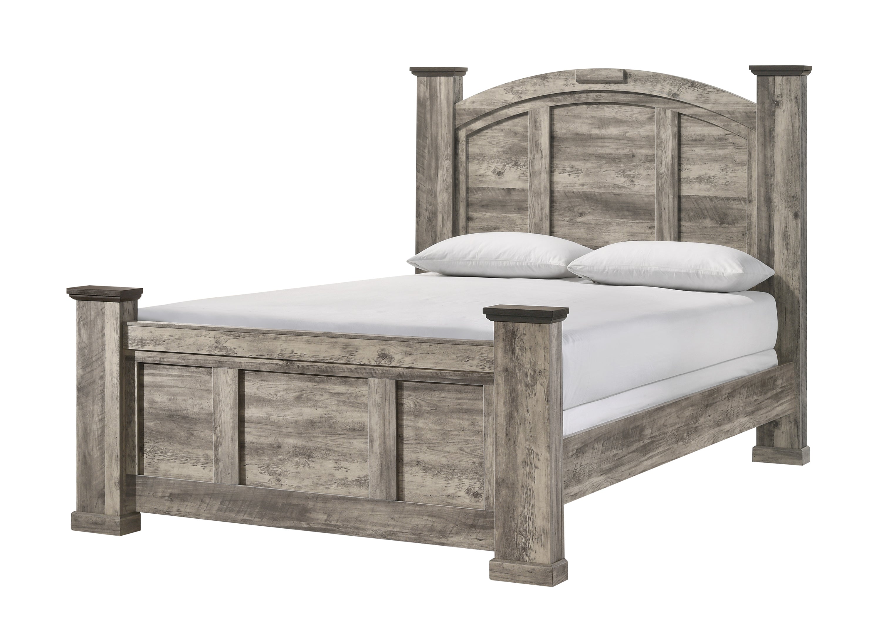 B6840 4 pc Ella Mae rustic driftwood grey finish wood poster queen bedroom set