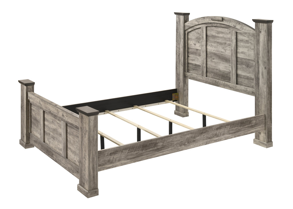 B6840 4 pc Ella Mae rustic driftwood grey finish wood poster queen bedroom set