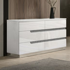 00-B69-4PC 4 pc Paradox high gloss white finish wood queen bed set LED lighting and shimmering accents