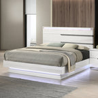 00-B69-4PC 4 pc Paradox high gloss white finish wood queen bed set LED lighting and shimmering accents