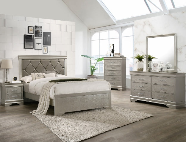 B6910 4 pc A & j designs studio amalia champagne wood finish wood queen bedroom set