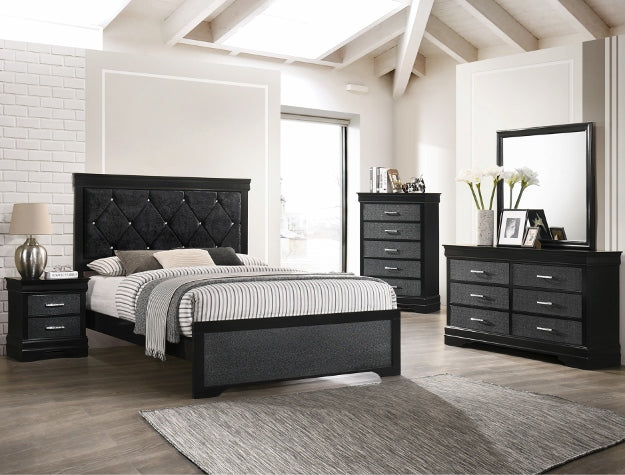 B6918 4 pc A & j designs studio amalia black wood finish wood queen bedroom set