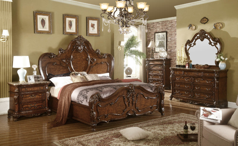 Mc Ferran B7189 4 pc Sopressa dark cherry brown finish wood Eastern King bedroom set