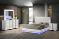 B750-4PC 4 pc Elma white high gloss lacquer finish faux leather queen platform bedroom set with LED
