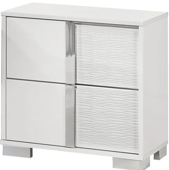 B750-4PC 4 pc Elma white high gloss lacquer finish faux leather queen platform bedroom set with LED