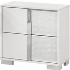 B750-4PC 4 pc Elma white high gloss lacquer finish faux leather queen platform bedroom set with LED