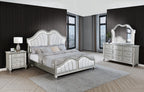 B760-4PC 4 pc Francis silver glittery finish wood padded headboard LED accents queen bedroom set
