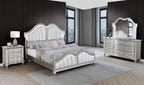 B760-4PC 4 pc Francis silver glittery finish wood padded headboard LED accents queen bedroom set