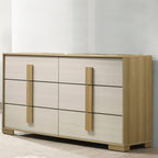 B780-4PC 4 pc Hyland natural and white finish wood queen bedroom set mid-century modern LED lighting