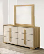 B780-4PC 4 pc Hyland natural and white finish wood queen bedroom set mid-century modern LED lighting