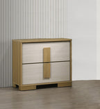 B780-4PC 4 pc Hyland natural and white finish wood queen bedroom set mid-century modern LED lighting