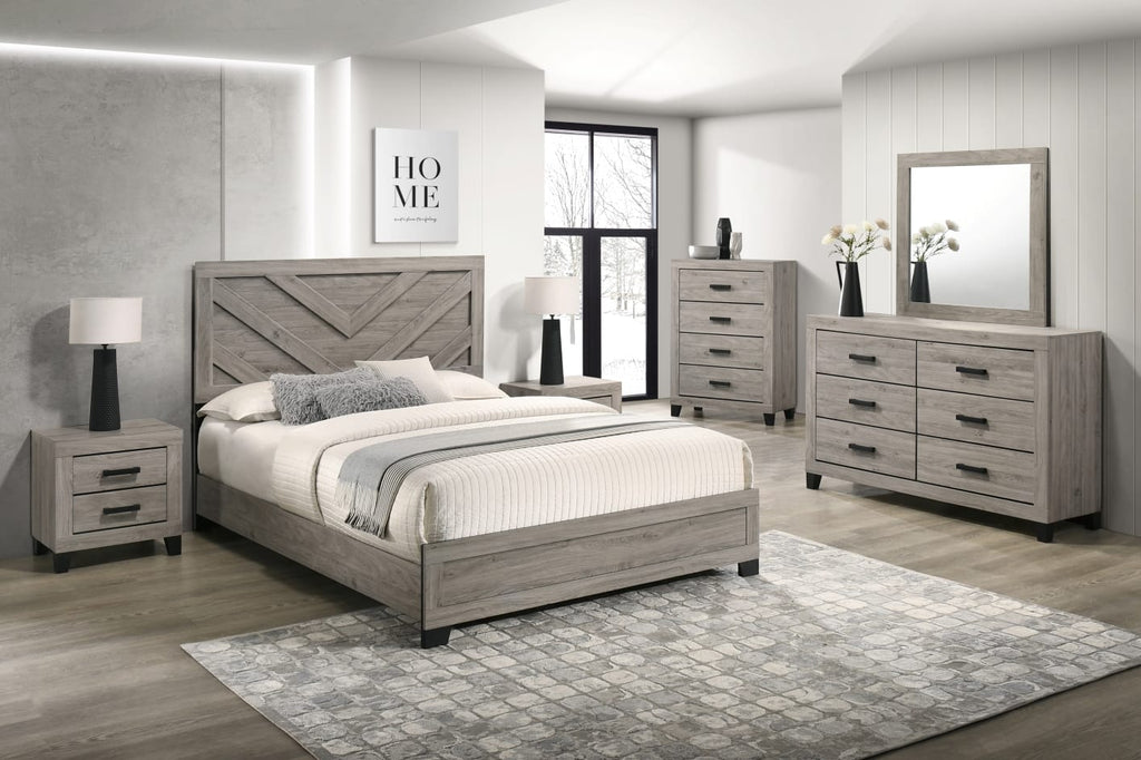 B790-4PC 4 pc Hyland light grey finish wood queen bedroom set